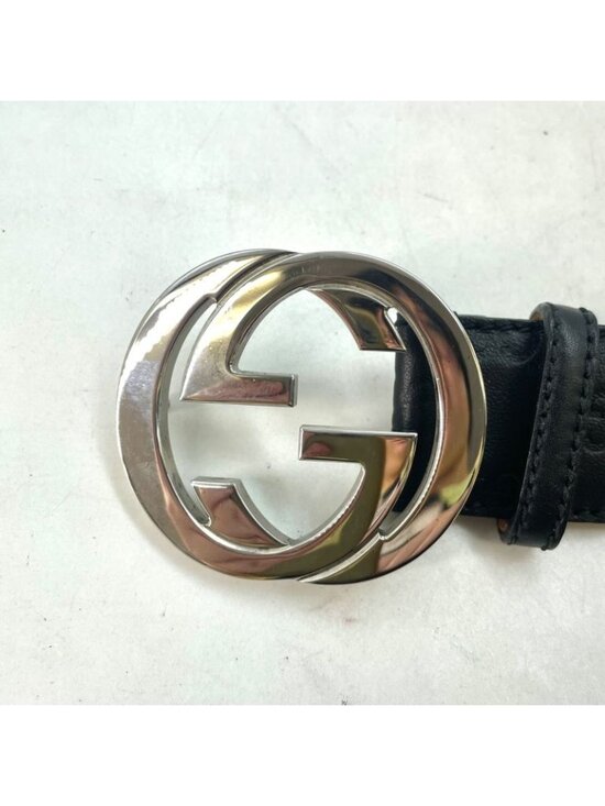 Gucci Interlocking Buckle Guccissima Leather Belt Black main image 5